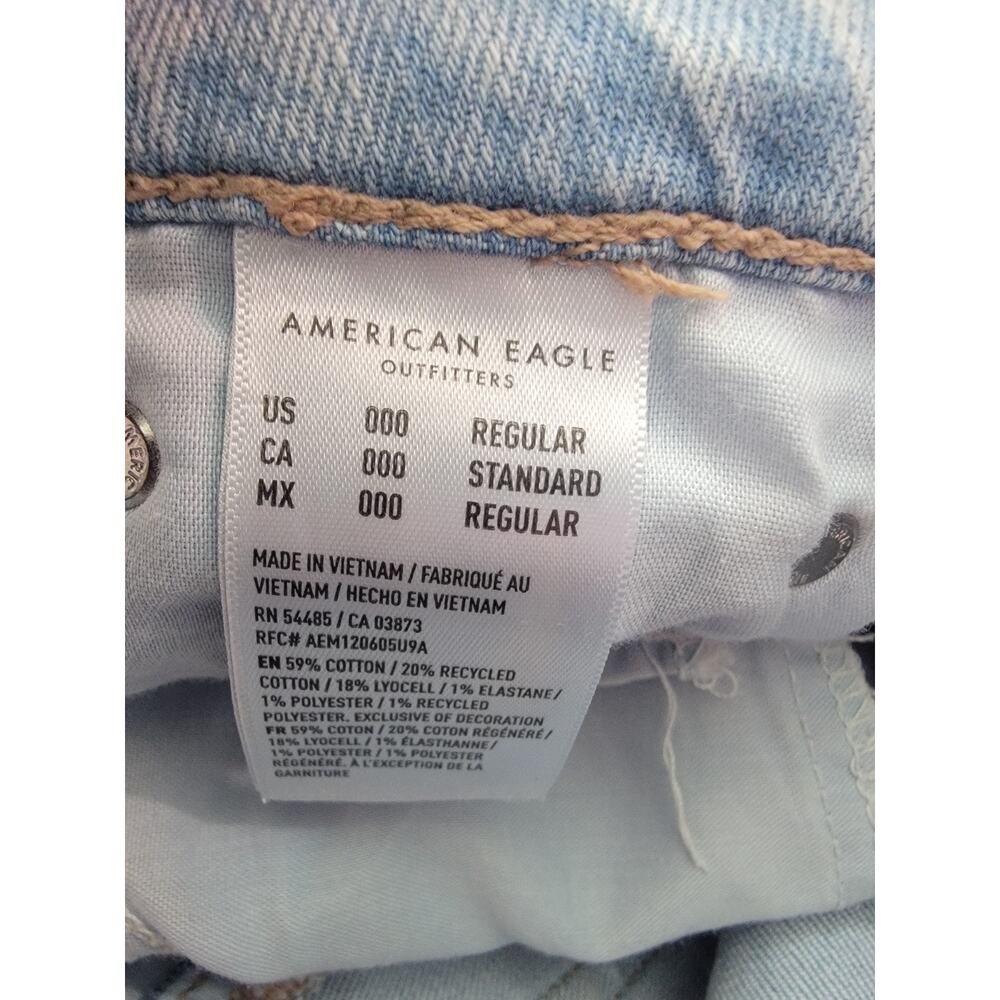 AMERICAN EAGLE Jeans Sz 000 Low Rise Baggy Wide Leg Drapey Light Wash Retro - Picture 9 of 12